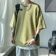 Load image into Gallery viewer, Contrast Stitching Crew Neck 3/4 Sleeves Top
