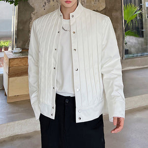 Pleated Stand Collar Jacket