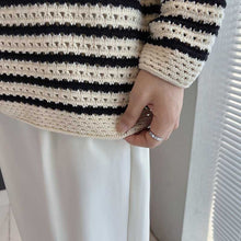 Load image into Gallery viewer, Stripes Dropped Shoulder Long Sleeves Sweater
