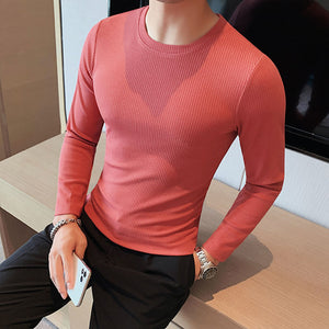 Slim Fit Crew Neck Stripe Long Sleeve T-Shirt