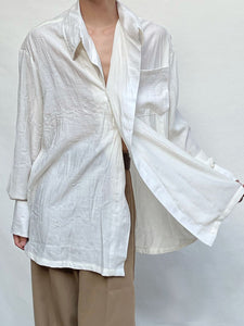 Vintage Pleated Long-sleeved Shirt