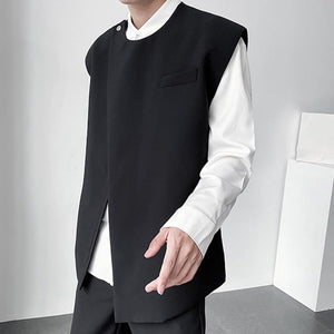 Japanese Retro Asymmetrical Sleeveless Vest Jacket