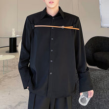 Load image into Gallery viewer, Thin Belt Trim Zip Side Open Sleeves Shirt
