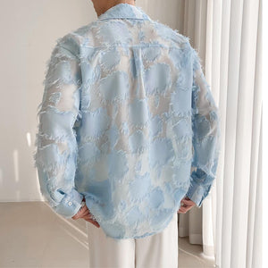 Feather Tassel Sheer Long Sleeve Shirt