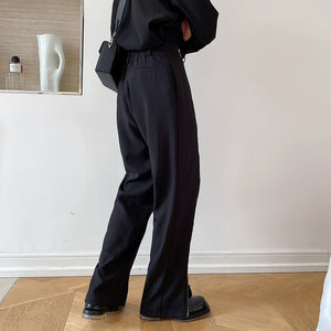 Zip Slit Drape Straight-leg Trousers