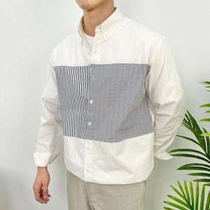 Striped Panel Casual Long Sleeve Shirt