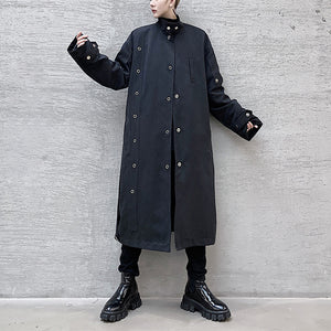 Loose Stand Collar Long Over Knee Windbreaker