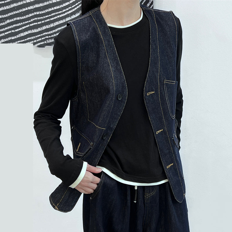 Multi-pocket Denim Vest