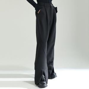 Casual Fleece Slit Straight-leg Pants