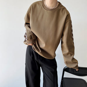 Jacquard Contrast Crew Neck Long Sleeves Sweatshirt