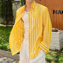 Load image into Gallery viewer, Yellow Striped Long Sleeve Casual Shirt
