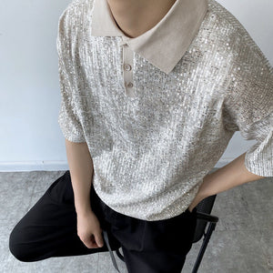 Sequin Short Sleeve Polo Shirt