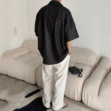 Load image into Gallery viewer, Checkerboard Lapel Short Sleeve Shirt
