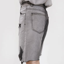 Load image into Gallery viewer, Straight Ripped Five Points Denim Shorts
