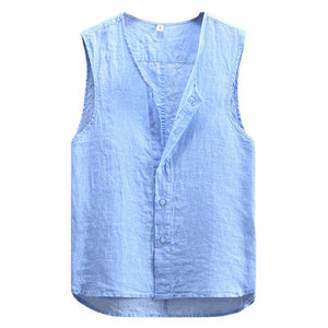 Summer Solid Color Linen Vest