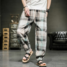 Load image into Gallery viewer, Cotton Linen Plaid Loose Casual Pants
