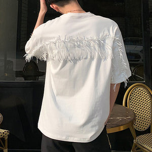 Fringed Loose Five-point T-shirt