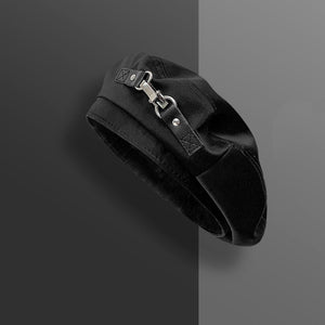 Metal Buckle Black Beret