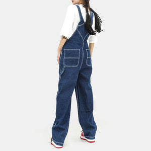 Retro Distressed Loose Overalls