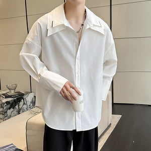 Detachable Double Collar Long Sleeve Shirt