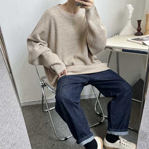 Vintage Crew Neck Long Sleeve Pullover Sweater