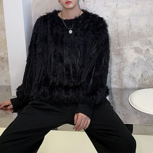 Fringe Wool Round Neck Pullover Sweater