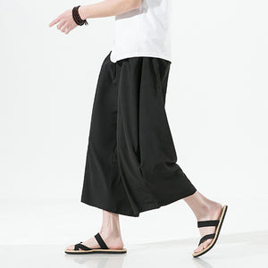 Loose Harem Stretch Cropped Wide Leg Pants