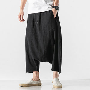 Summer Loose Low-crotch Baggy Cropped Pants