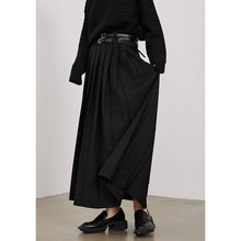 Load image into Gallery viewer, Double Belt Pleated A-line Skirt
