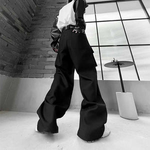 Multi-pocket Ruched Wide-Leg Track Pants