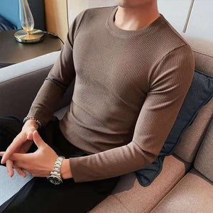 Slim Fit Crew Neck Stripe Long Sleeve T-Shirt