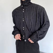 Load image into Gallery viewer, French Vintage Pleated Shoulder Pad Shirt
