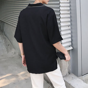 Simple Lapel Short Sleeve Pullover Shirt