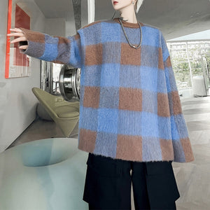 Contrasting Color Pullover Loose Sweater