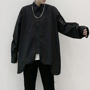 Rounded Hem Long Sleeve Shirt