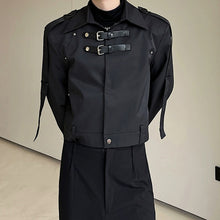 Load image into Gallery viewer, Metal Leather Buttoned Lapel Collar Short Jacket
