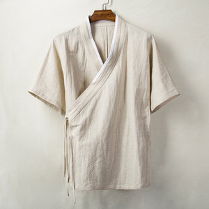 Linen Diagonal Neck Shirt