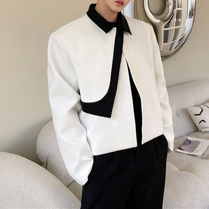 Irregular Contrast Lapel Jacket