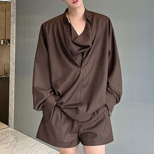 Load image into Gallery viewer, Two Piece Long Sleeve Shirt Shorts Suit
