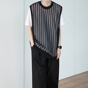 Summer Retro Stripes Openwork Vest