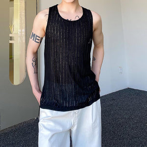 Thin Sheer Crew Neck Tank Top