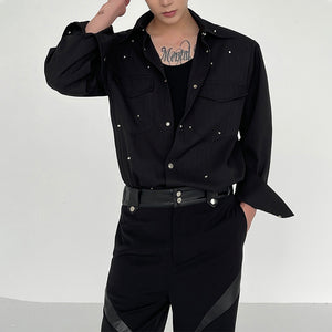 Metal Buckle Ribs Shoulder Pads Shirts