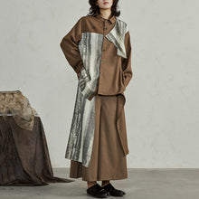 Load image into Gallery viewer, Irregular Patchwork Long-sleeved Shirt Multi-piece Wide-leg Pants Suit
