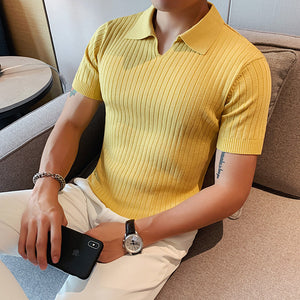 Slim Fit Knit Short Sleeve Polo Shirt