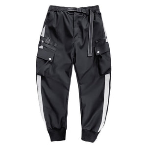 Techwear Contrasting Color White Trim Cargo Pants