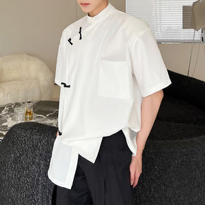 Contrast Button Short Sleeve Shirt