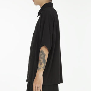 Black Simple Loose Short Sleeve Shirt