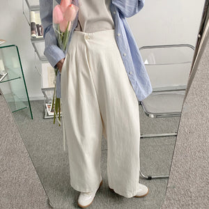 Wide Leg Asymmetric Cropped Casual Pants