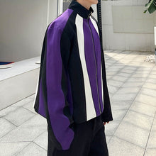 Load image into Gallery viewer, Colorblock Stand Collar Jacket
