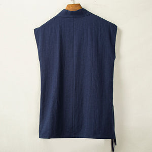 Cotton Linen Large Slanted Placket Vest